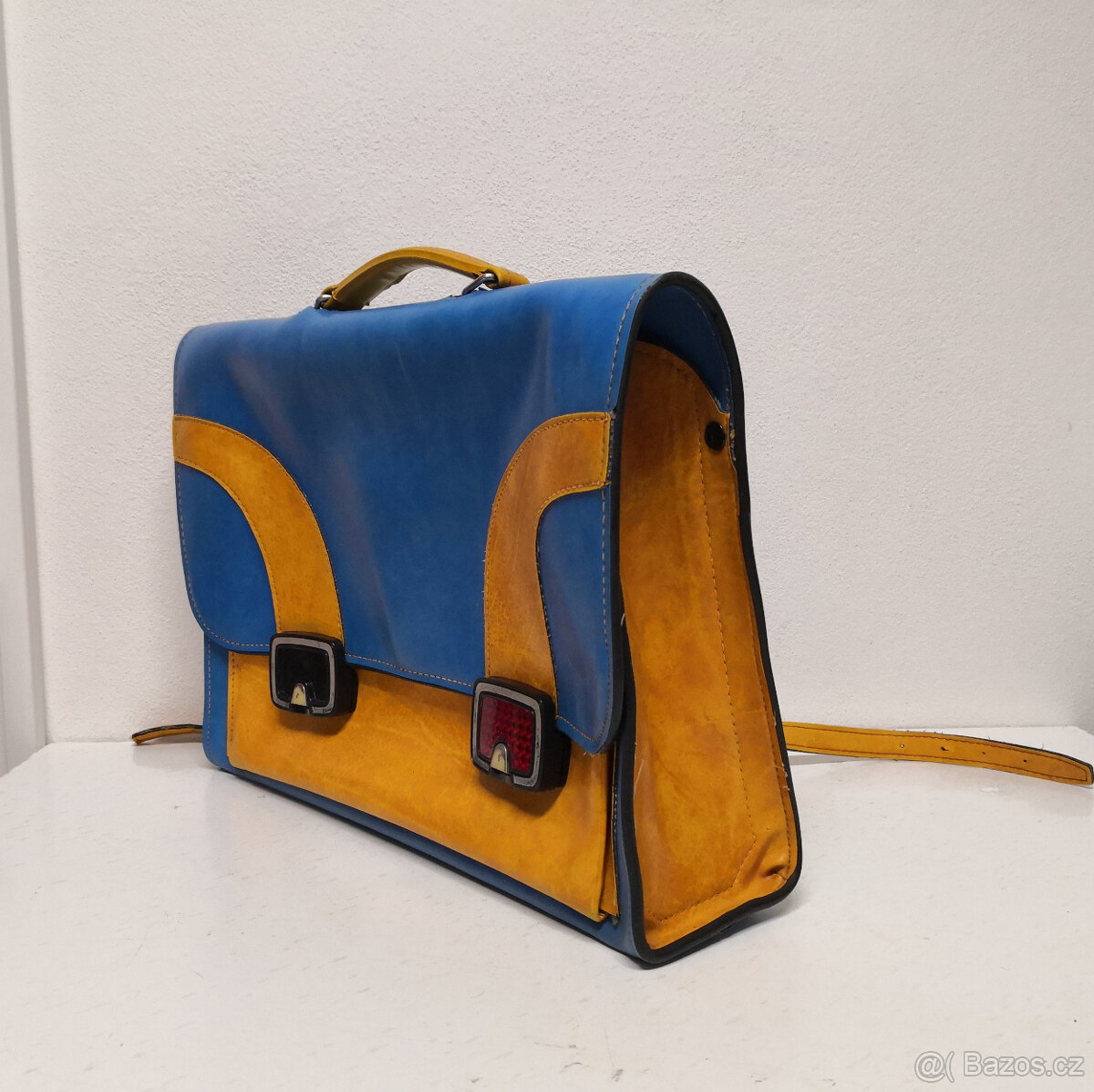 Retro školská taška s pravej kože zachovalá - 4