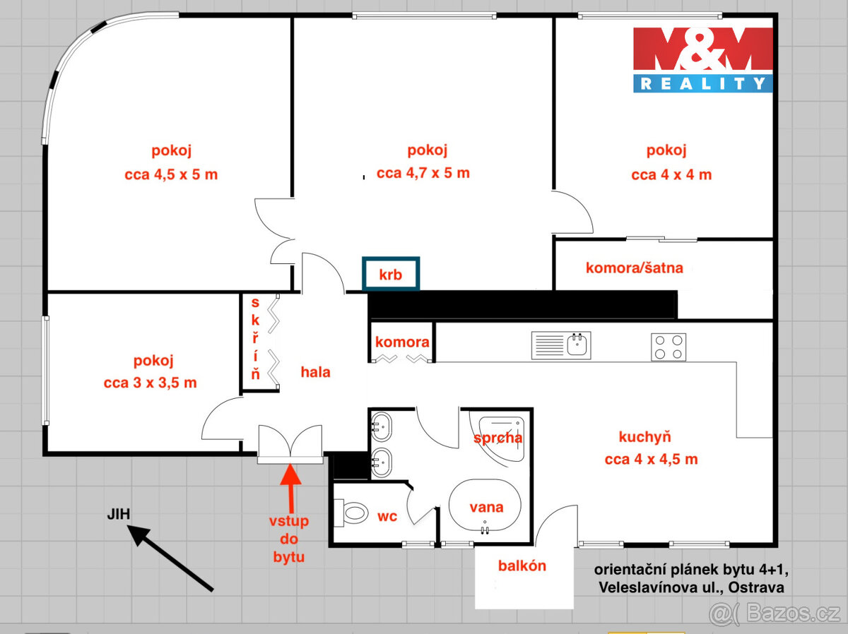 Prodej bytu 4+1, 127 m², Ostrava, ul. Veleslavínova - 4