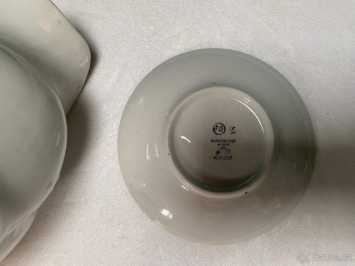 Vintage porcelánová salsera a podšálkem - 4