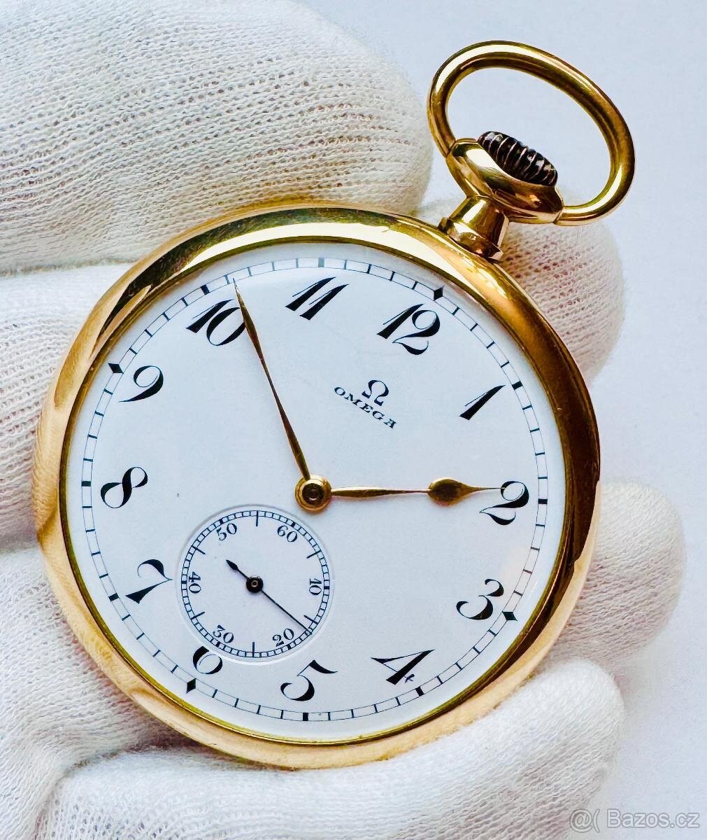 14K ZLATÉ PÁNSKÉ KAPESNÍ HODINKY OMEGA SE ŠATLÉNEM - FUNKČNÍ - 4