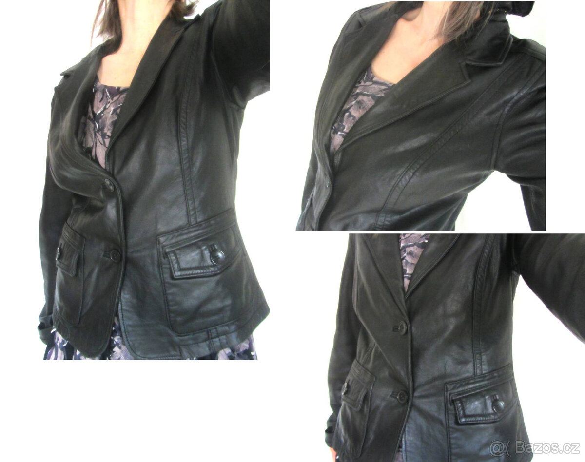 Černá dámská kožená bunda - 4