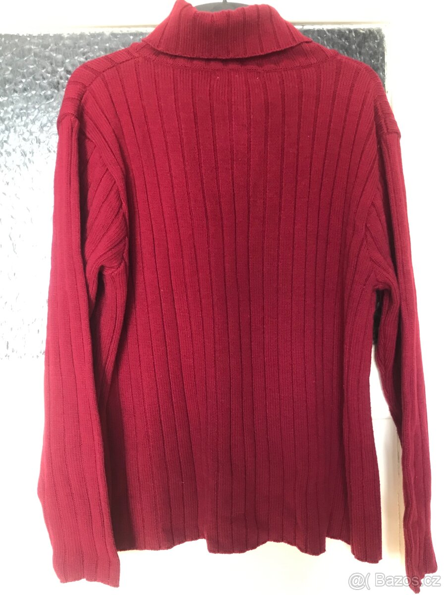 Teplý svetr na knoflíky - vínový XL/XXL - 4