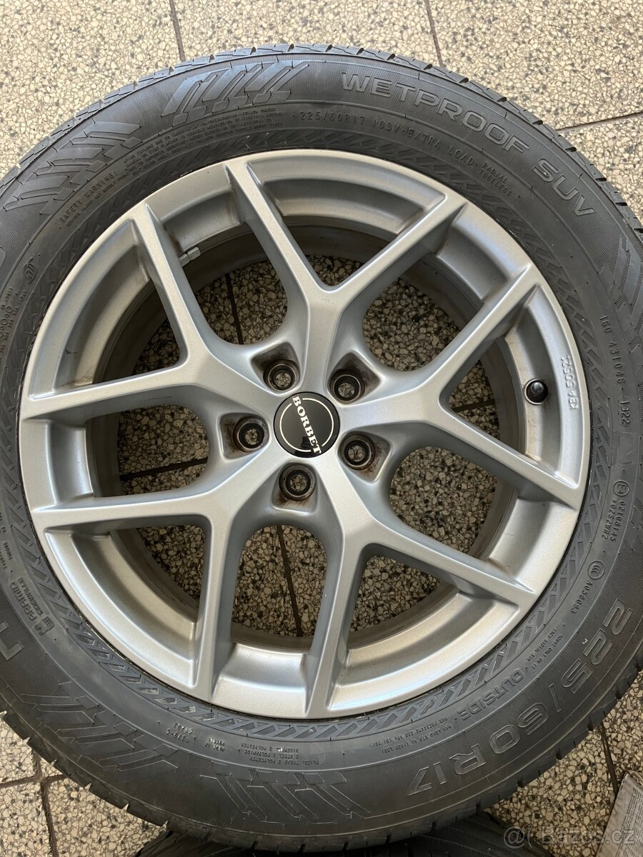 Hliníkové disky R17 Borbet 5x100 Subaru + 225/60 R17 Nokian - 4
