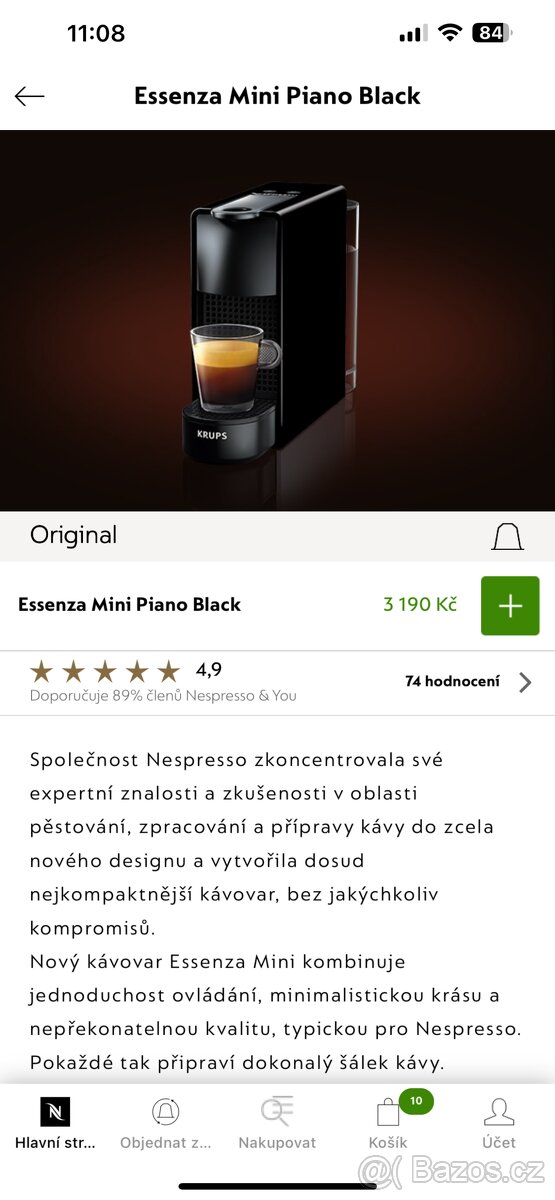 Kavovar Nespresso essenza mini piano - 4