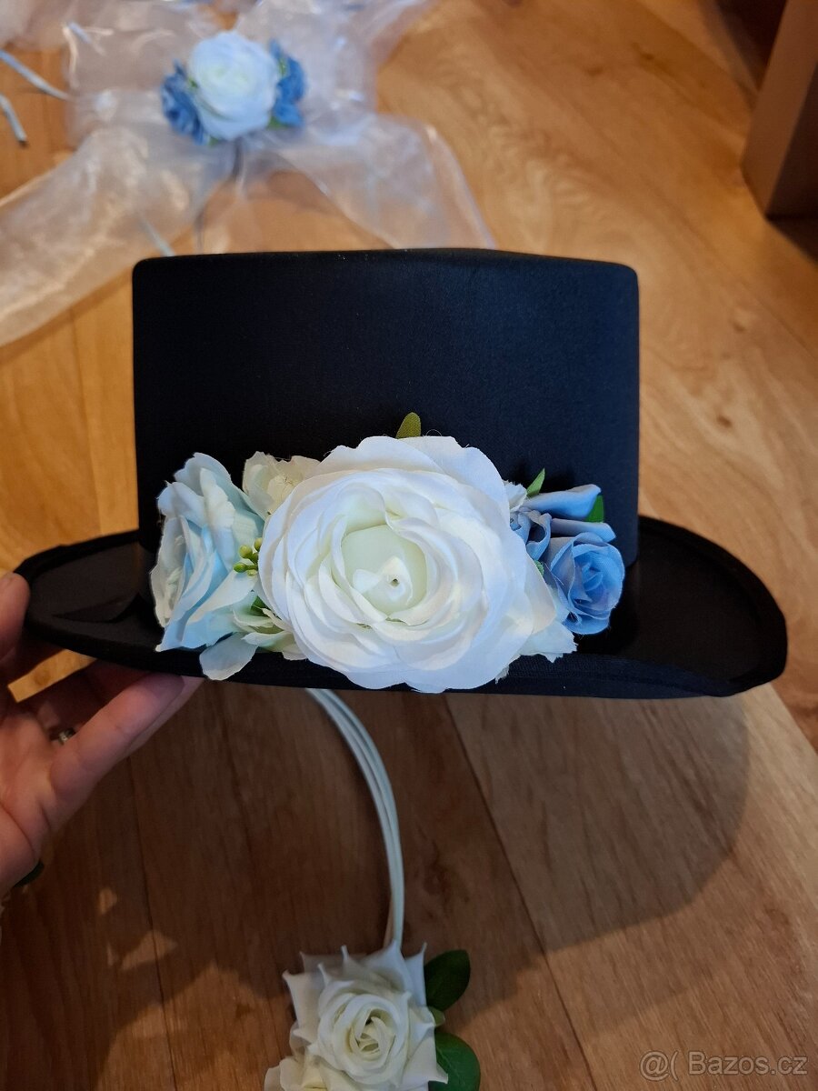 Svatební dekorace na auto - modrá - 4