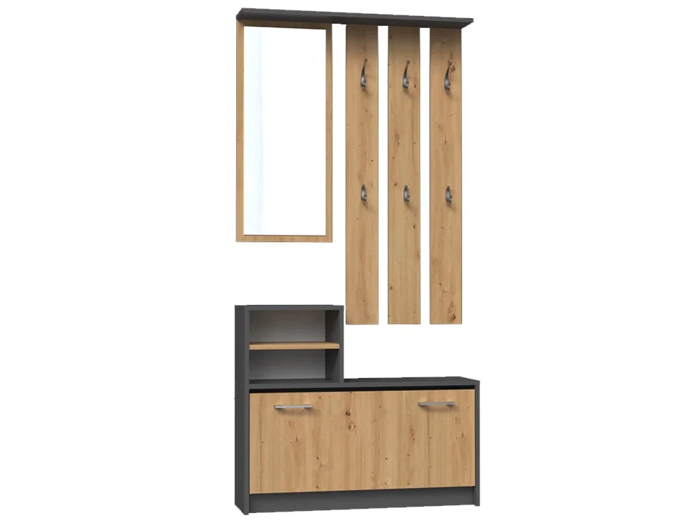 Předsíňová stěna ERVIN dub artisan/antracit - 4