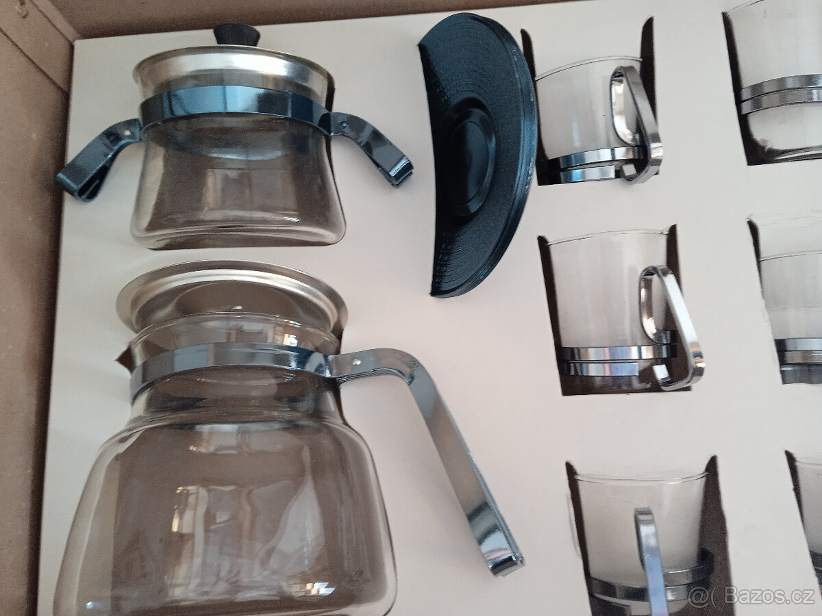 Retro skleněná souprava na kávu -nepoužívaná - 4