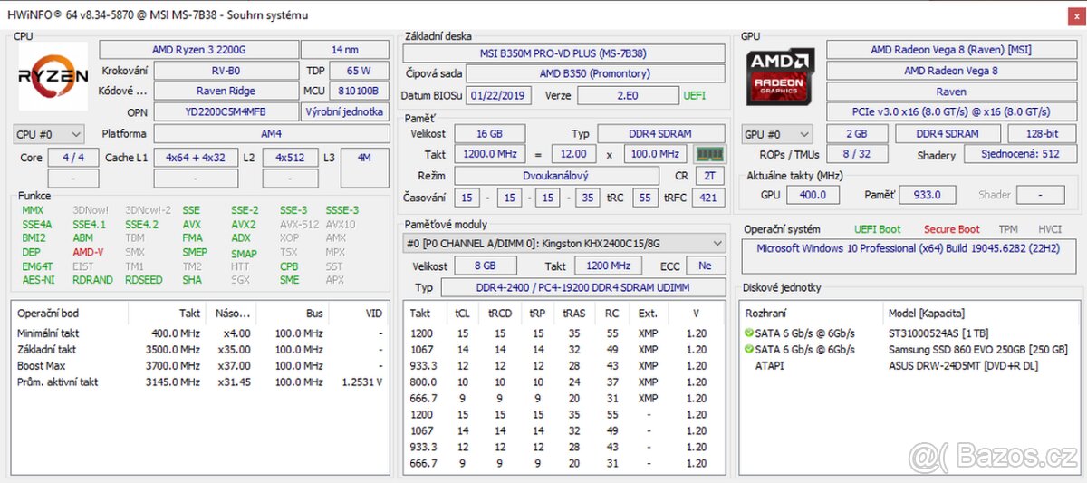 PC Ryzen 3 2200G/16Gb/250Gb SSD+1Tb Hdd - 4
