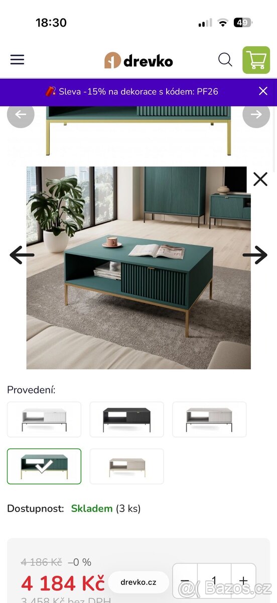 Konferenční stolek Novas - zelená - 4