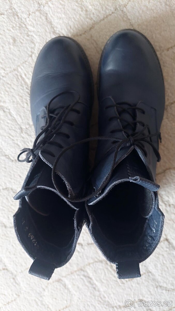 Modré kožené zateplené boty, vel. 39 - 4