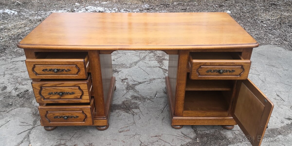 Masivní psací stůl - TOP STAV - 4