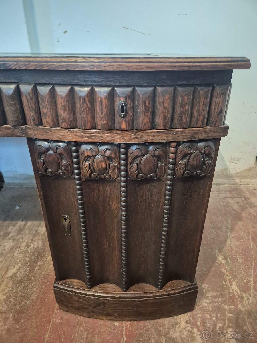 Starožitný dubový psací stůl – masiv - 4