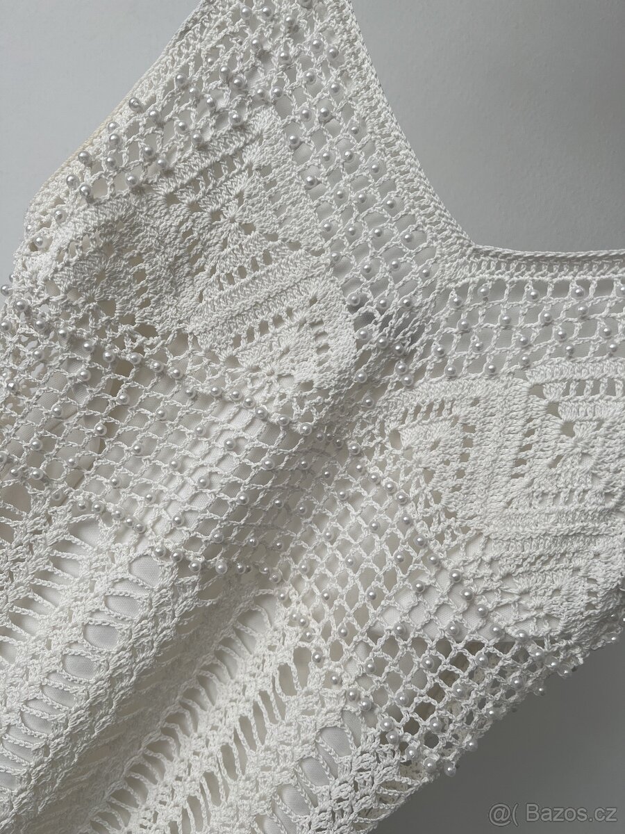 Morris - dáms. nové luxusní tílko s perličkami – XS/S? - 4