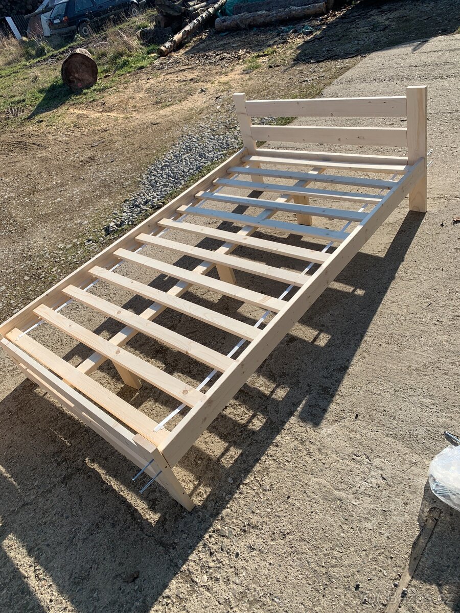 drevena postel 120x200 borovice S rostem Nova - 4
