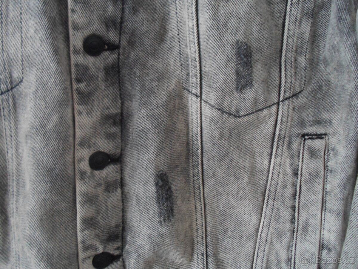 Šedá trhaná riflová bunda džíska - XS, S, M - 4