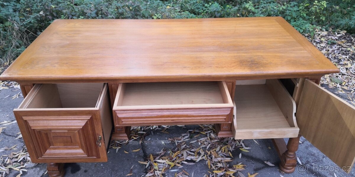 Celomasivní psací stůl-dubový - 4