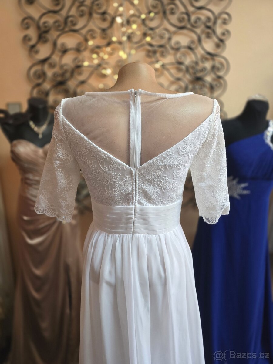 BÍLÉ SVATEBNÍ ŠATY vel.36 - 4