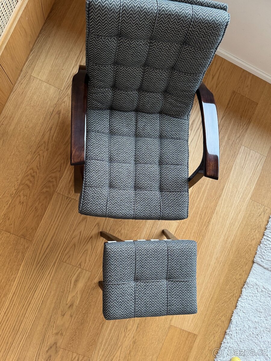 Starožitná křesla Jan Vaňek + podnožka - 4