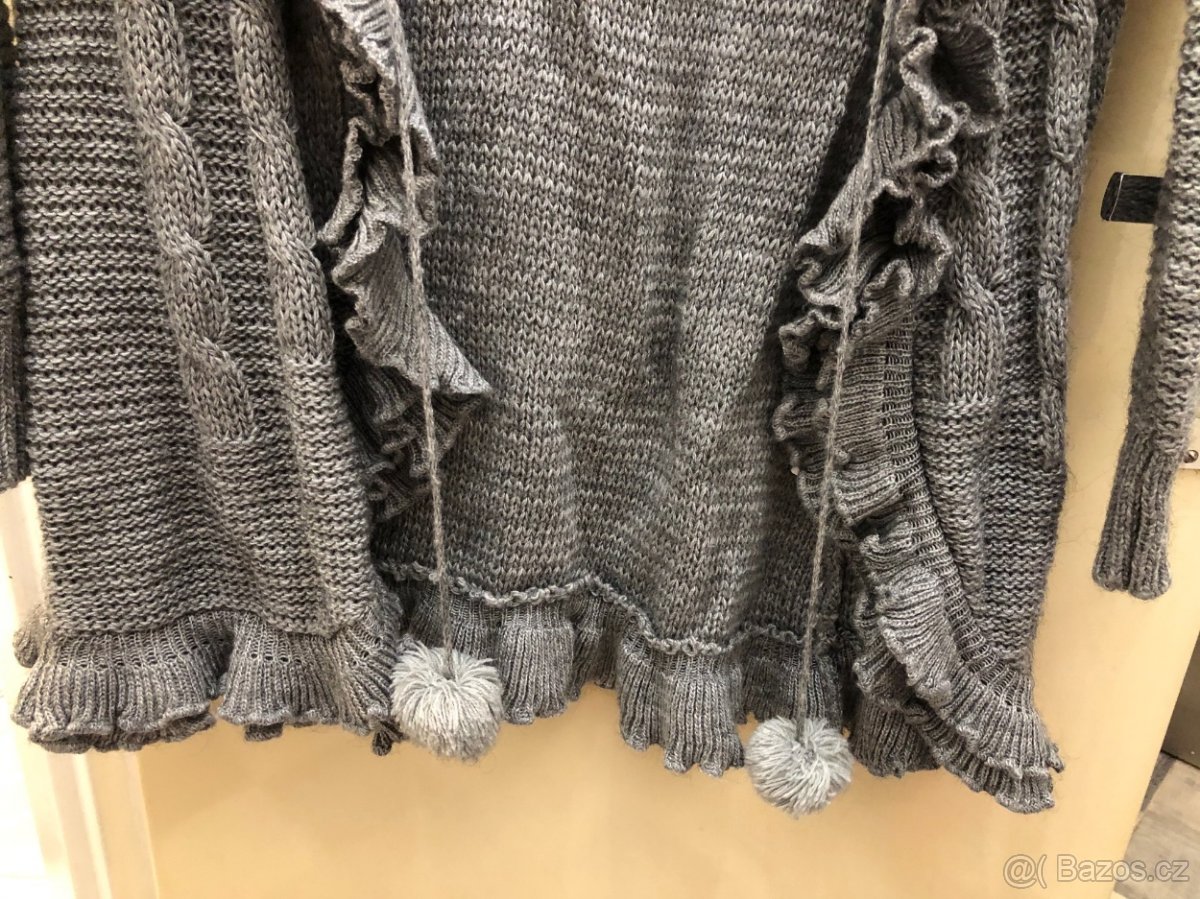Svetr kardigan dámský šedý vel. 42-44 - 4