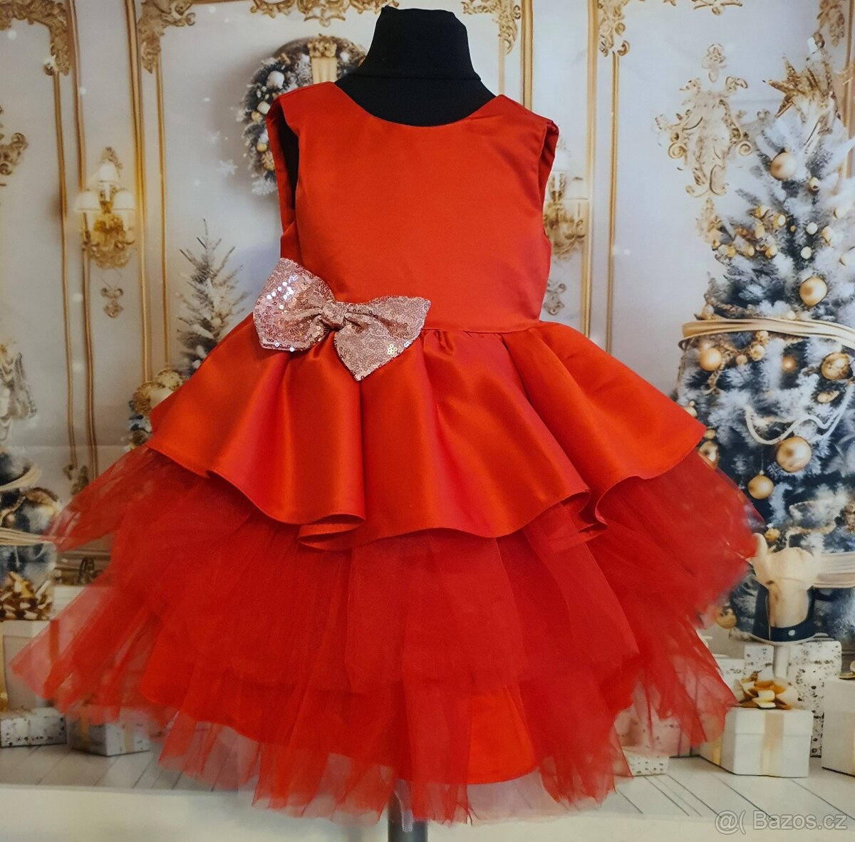 Dětské slavnostní šaty červené - 4