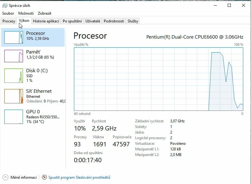 POČÍTAČ 2GB RAM, 240GB SSD, RX550 PENTIUM E6600 - 4