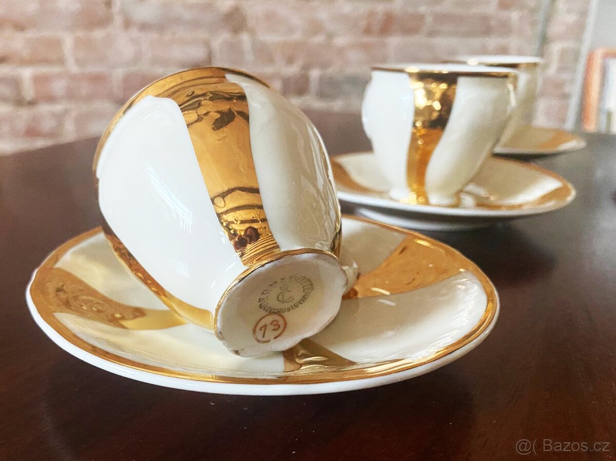 Porcelánový kávový/čajový set "Bernadotte" - Zlacený - 4