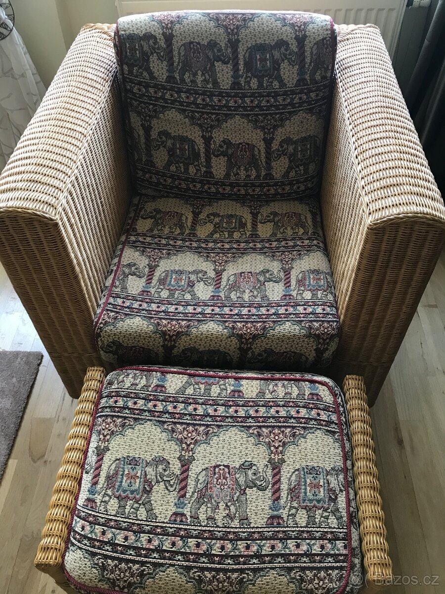 Ratanove kreslo s taburetem - 4