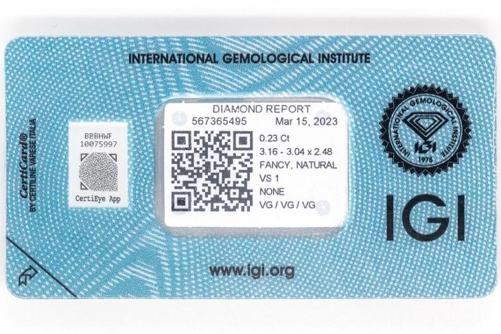 Diamant - Nat. Fancy Intense Brownish Yellow - 0,23ct - VS1 - 4