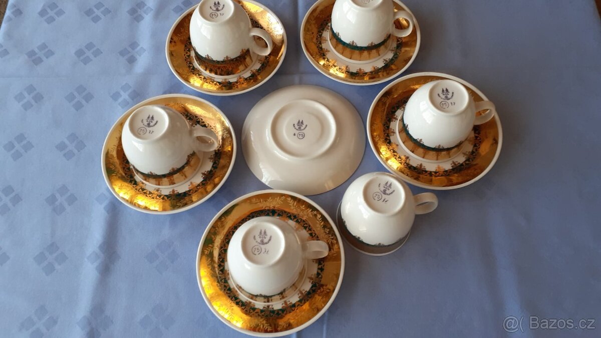 Kávová souprava - zlatozelená - 4