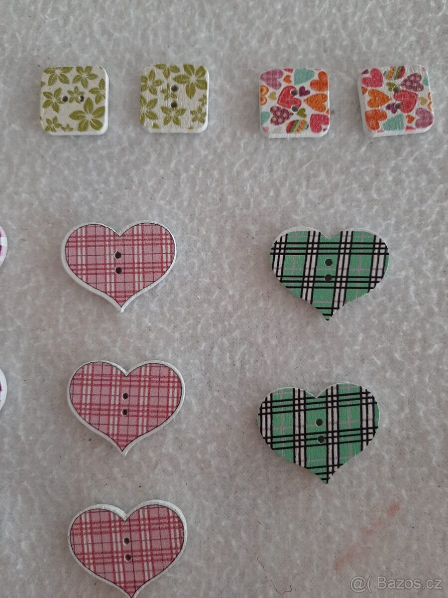 Knoflíky srdíčka, mašinky - 4