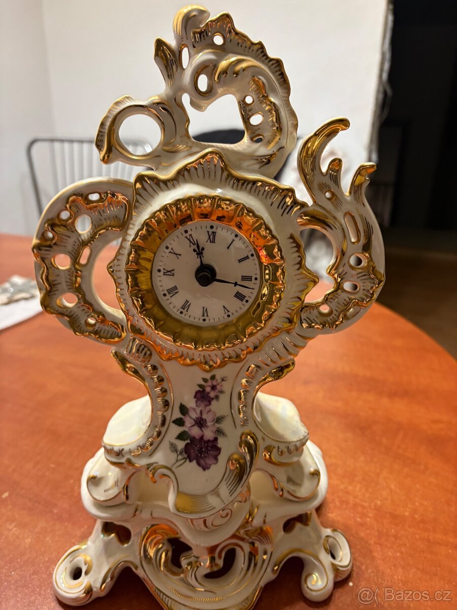 Starožitné porcelánové hodiny - 4