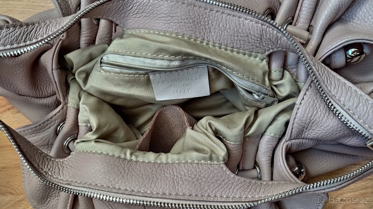 Pudrová kožená kabelka - 4