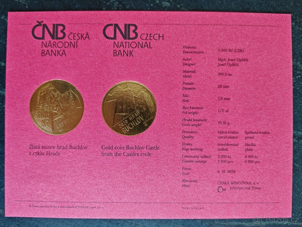 Zlatá mince - Hrady České republiky - Hrad Švihov Buchlov - 4