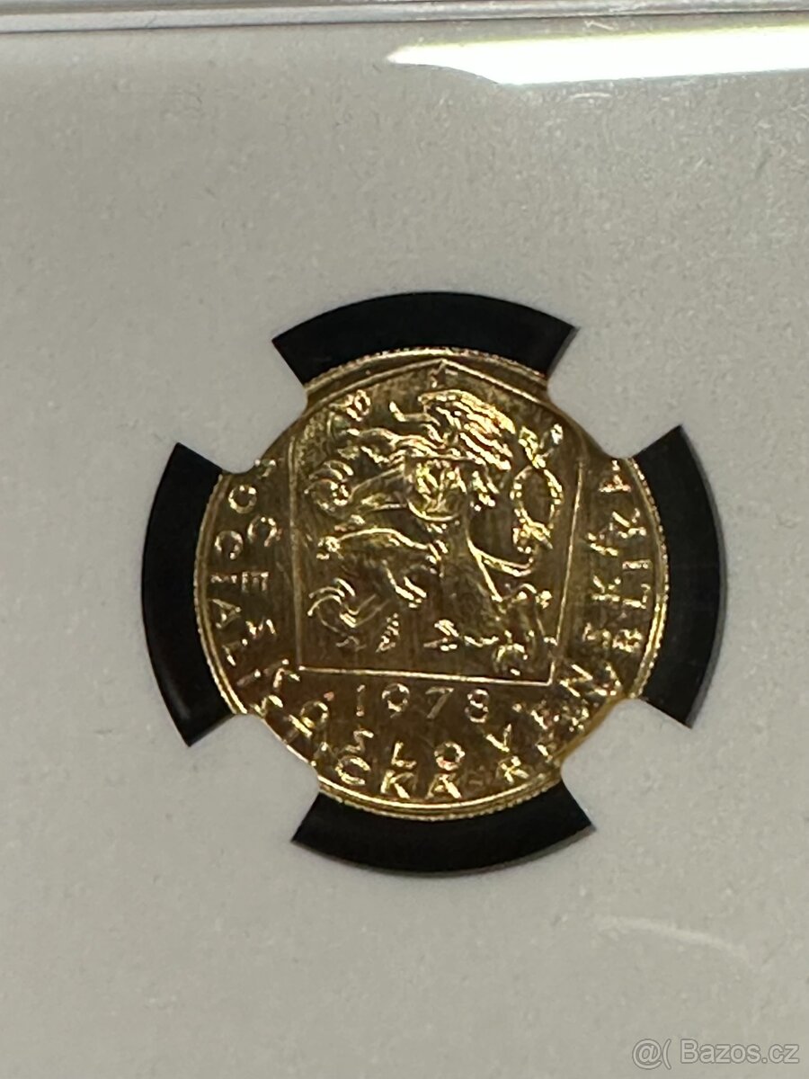 Zlatý československý 1 dukát Karel IV.1978 NGC MS68 - 4