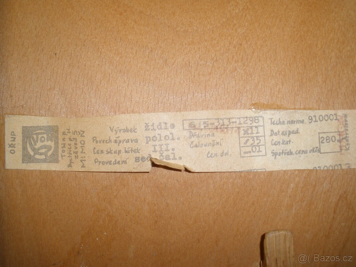 Stará dřevěná čalouněná židle / buk / - 4