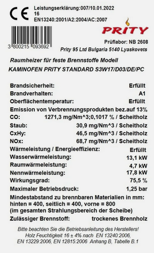 Krbová kamna s výměníkem PRITY S3 W17 - nová, nepoužitá - 4