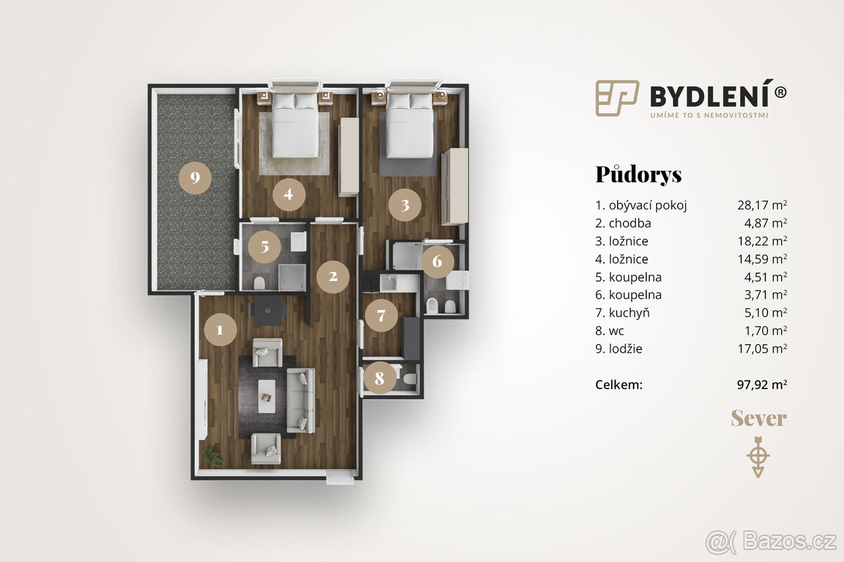 Prodej bytu 3+kk – 102,58 m², 2. NP, Teplice – Šanov 1 (Rezi - 4
