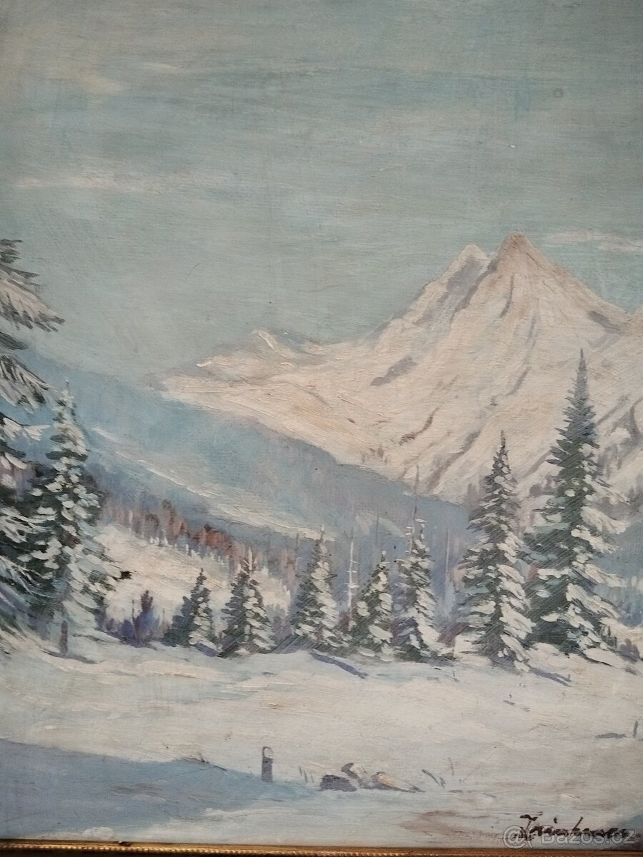 obraz ZIMNÍ ROMANCE, olej, sign. L. Trinkmoc - 4