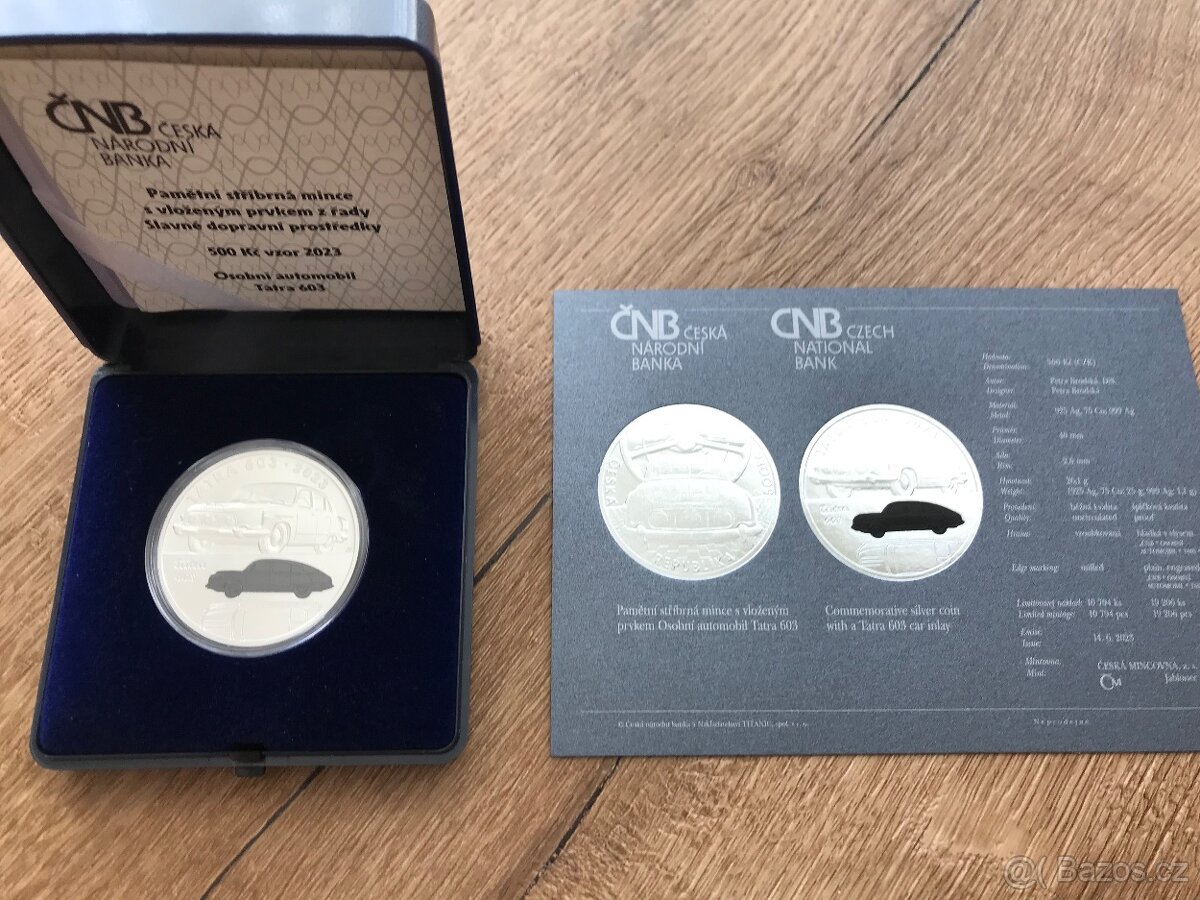 STŘÍBRNÁ MINCE 500 KČ TATRA 603 BĚŽNÁ KVALITA - 4