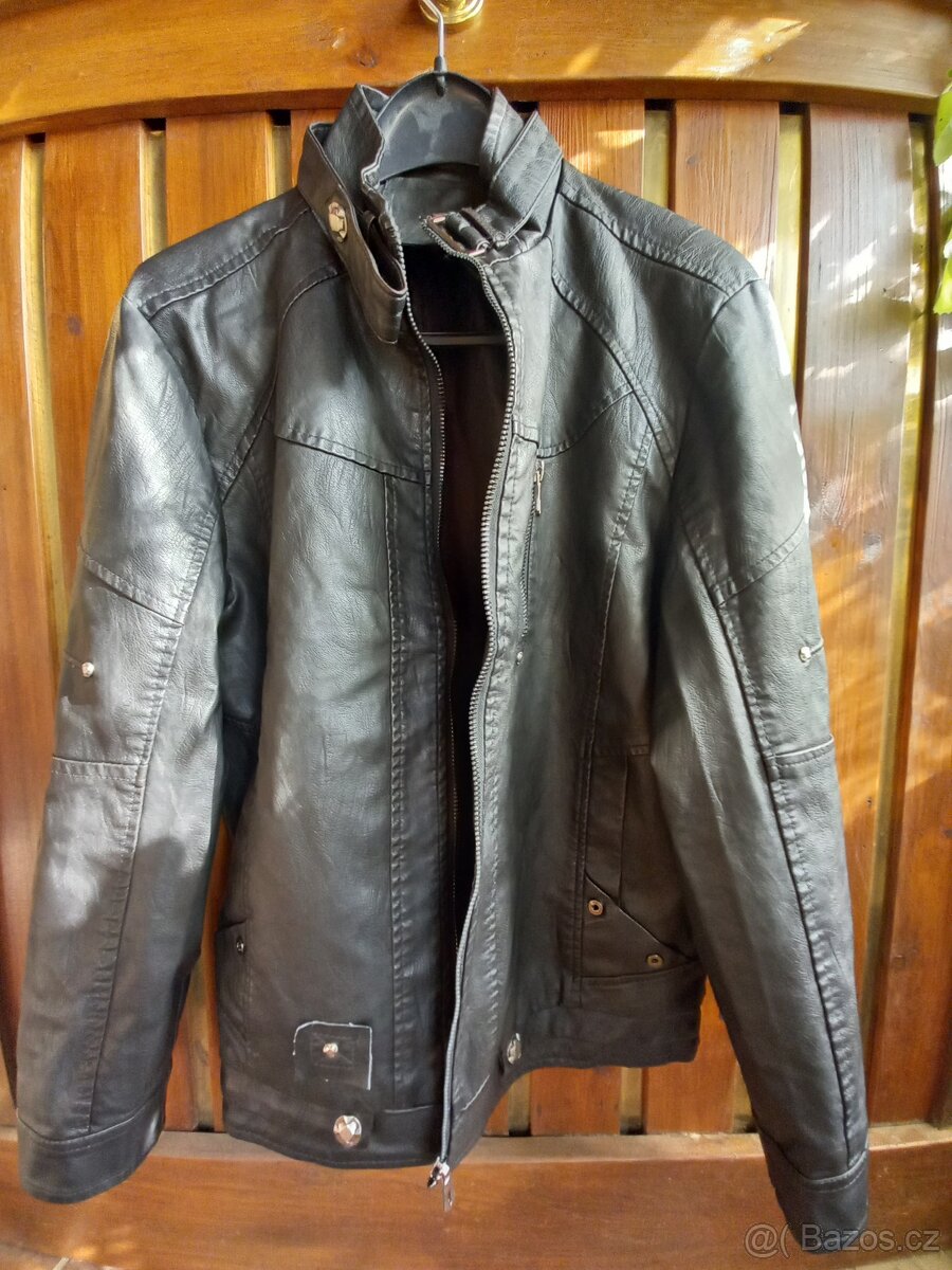 Nová bunda s podšívkou - barva černá, materiál PU kůže - 4