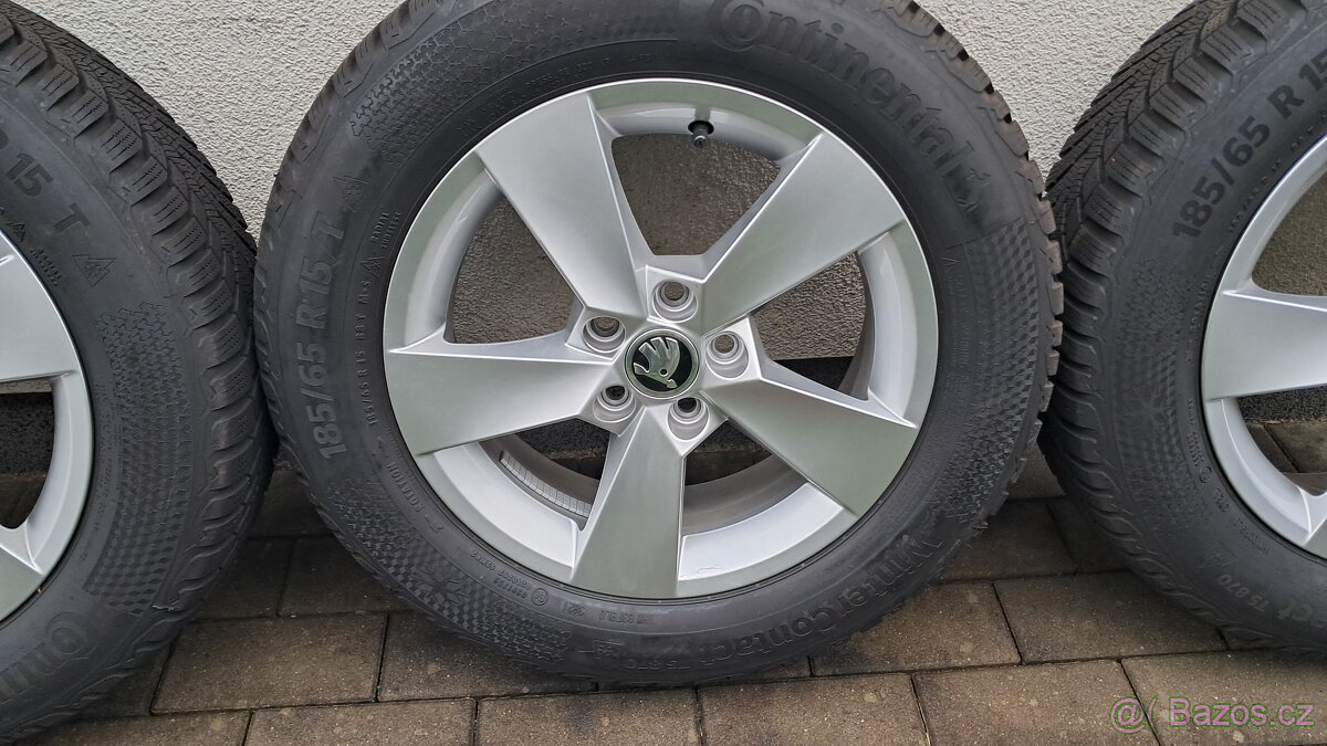 Prodám zimní original alukola Škoda Fabia 185 65 R15 5x100 - 4