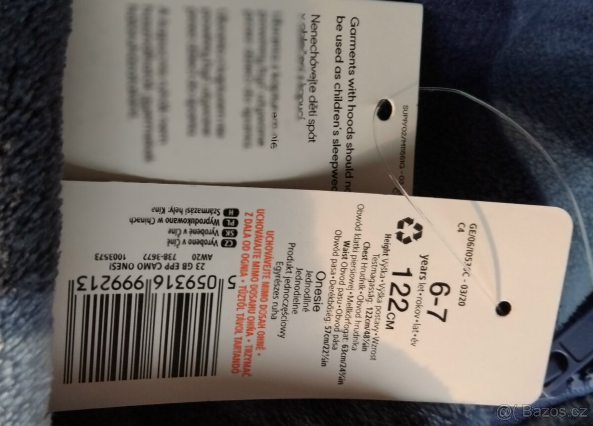 Plyšový overal maskáčový - NOVÝ, vel. 122 (6-7 let) - 4