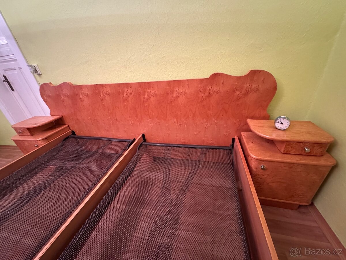 Retro manželská postel + noční stolky - 4