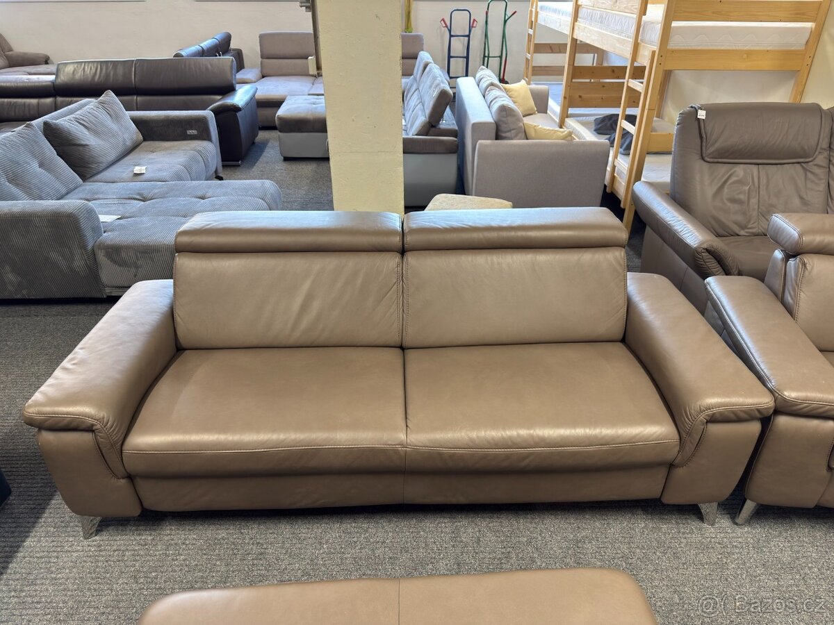 Sedací souprava 3 + 3 + taburet - kůže - NEPOUŽITÉ - 4