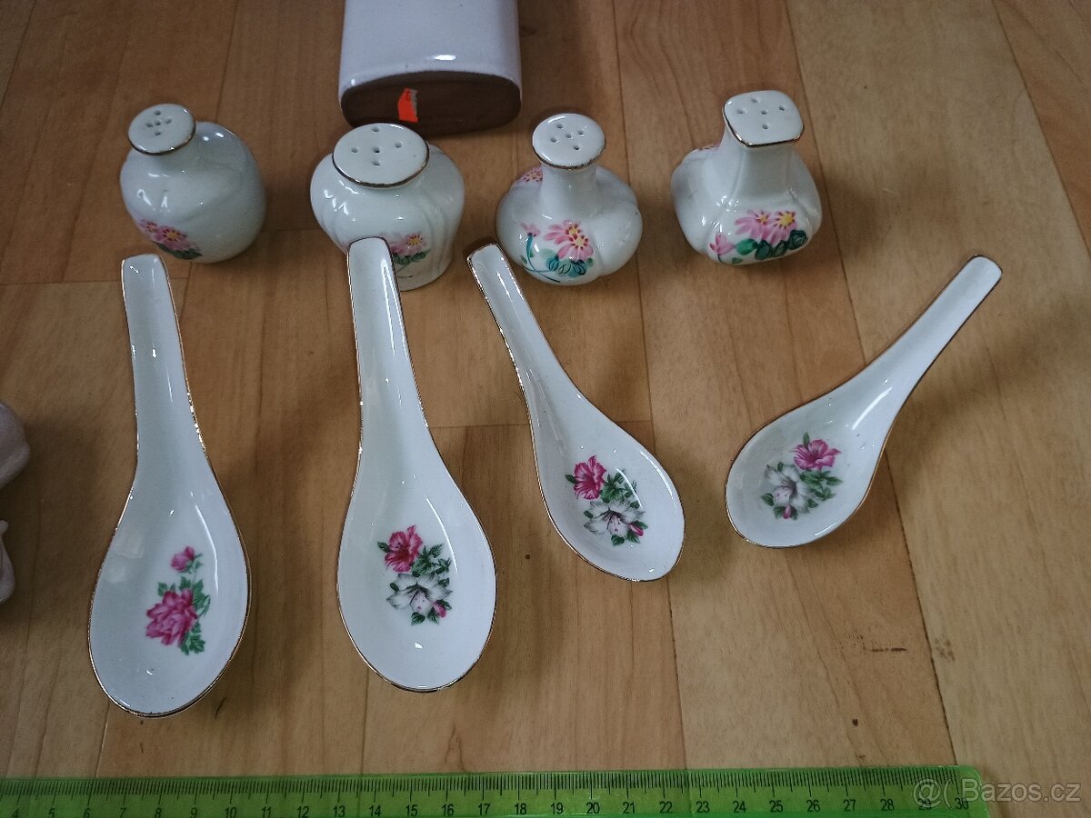 Sběratelský porcelán a keramika lžíce solnička talířek... - 4