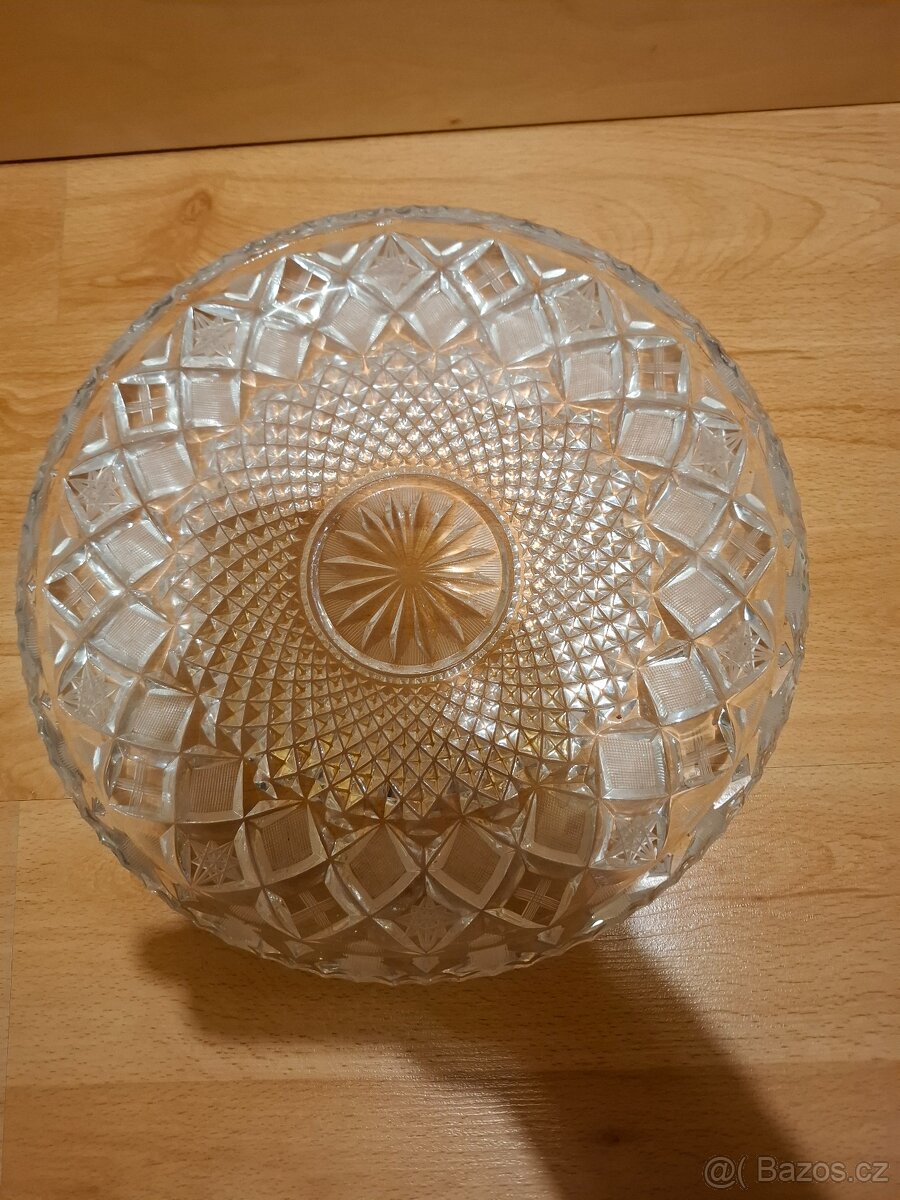 Broušená váza, miska, tác - 4