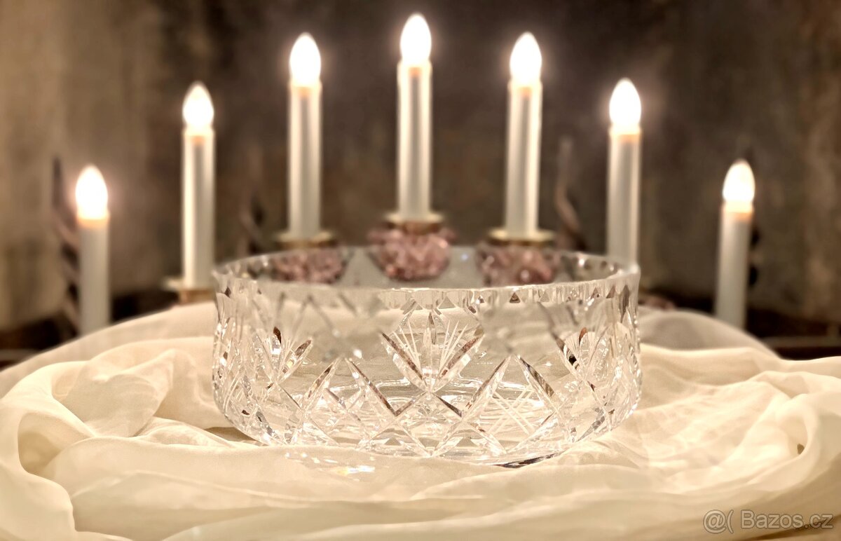 Křišťálová masivní mísa Bohemia Crystal Czechoslovakia - 4