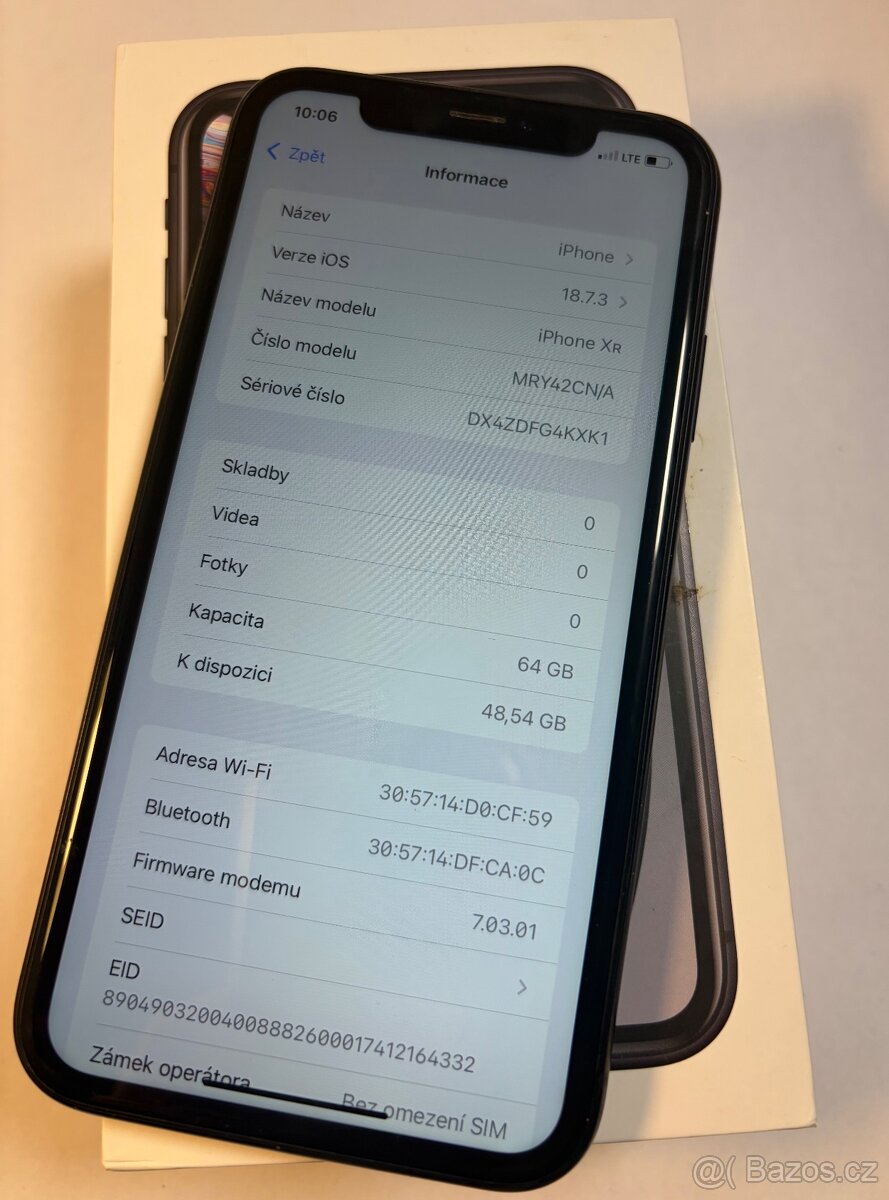 Apple iPhone XR 64gb kondice baterie 100% s kabelem iOS 18.7 - 4