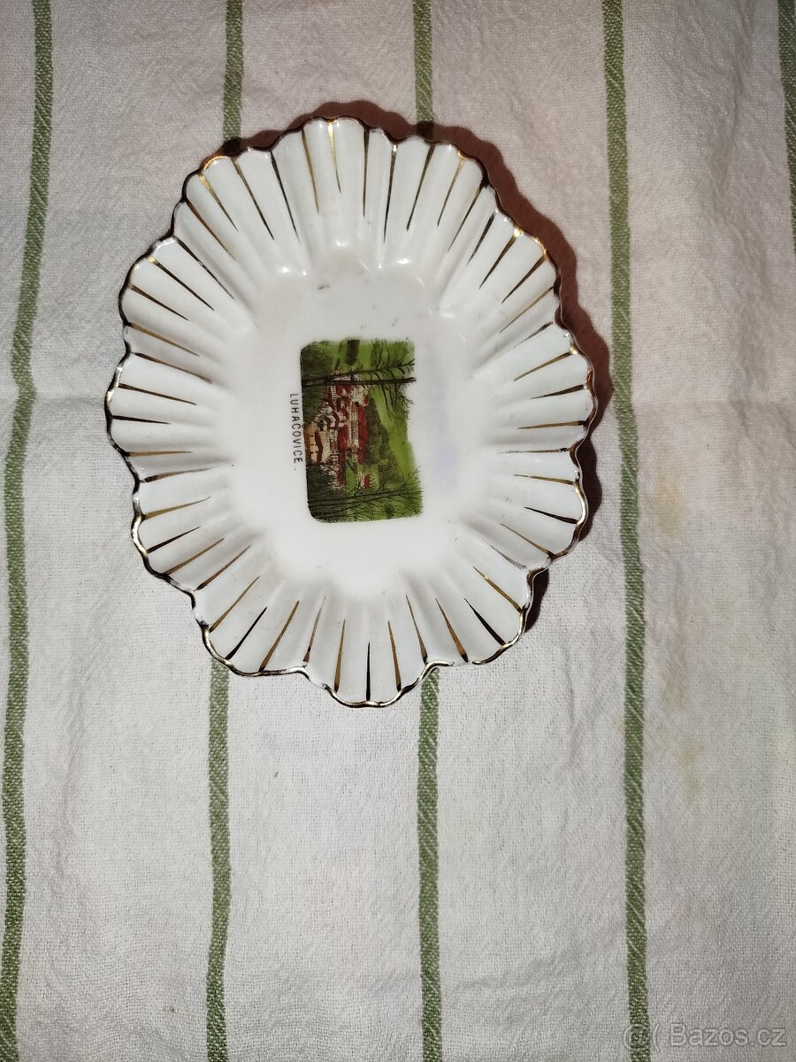 Starožitný upomínkový porcelán talířek Luhačovice - 4