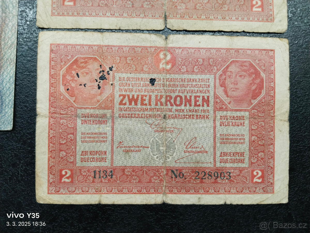 Bankovky 1.republika s prozatimní kolkem Československo - 4